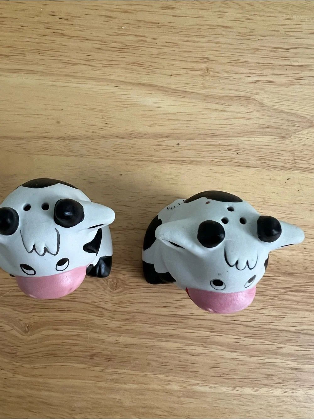 Cute Ceramic Cow Salt & Pepper Shakers - Pink, Blue & Red Accents